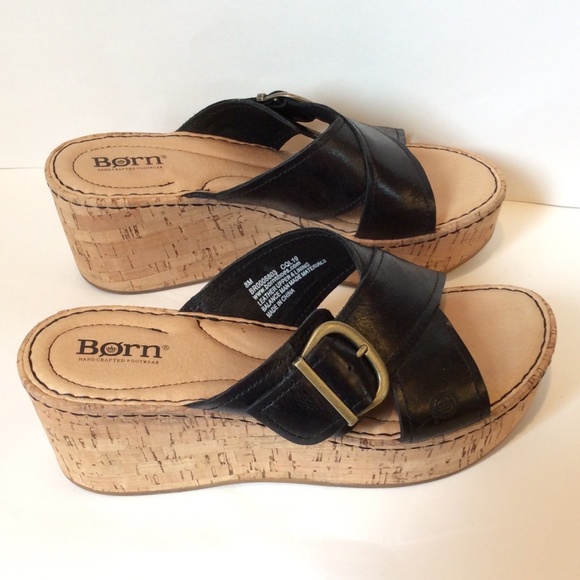 Born Shoes - Born Black Wedge Sandals